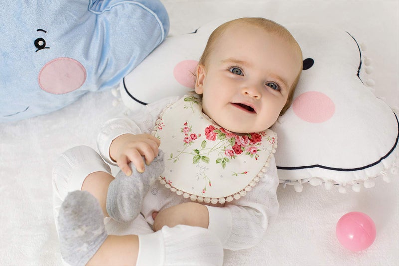 GZMM Baby Bib For Girls,Reversible Waterproof Handmade Natural Cotton Baby Drool Bib 0-12 months 2 Pack - Image 2